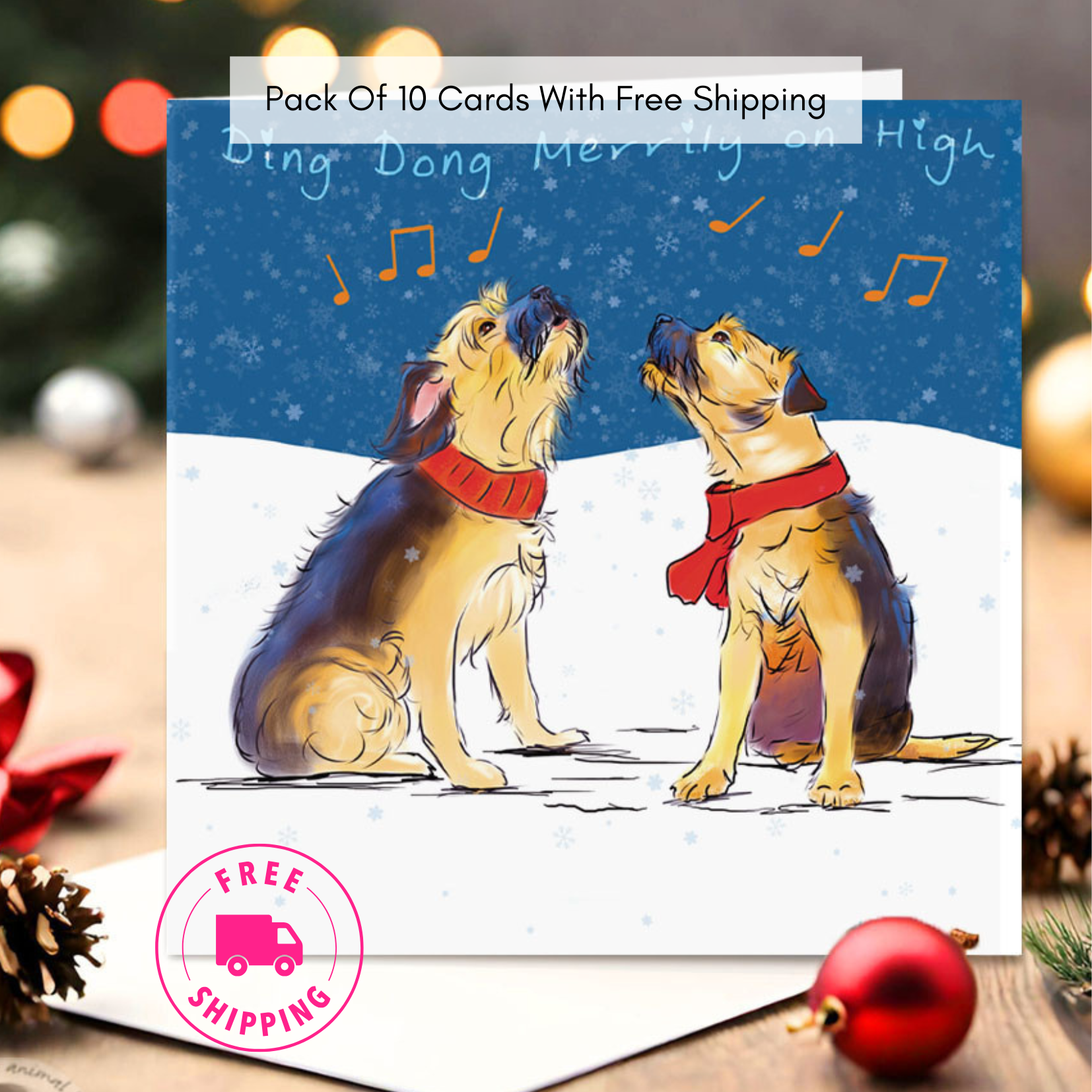 Ding Dong Merrily On High  - Border Terrier Christmas Card