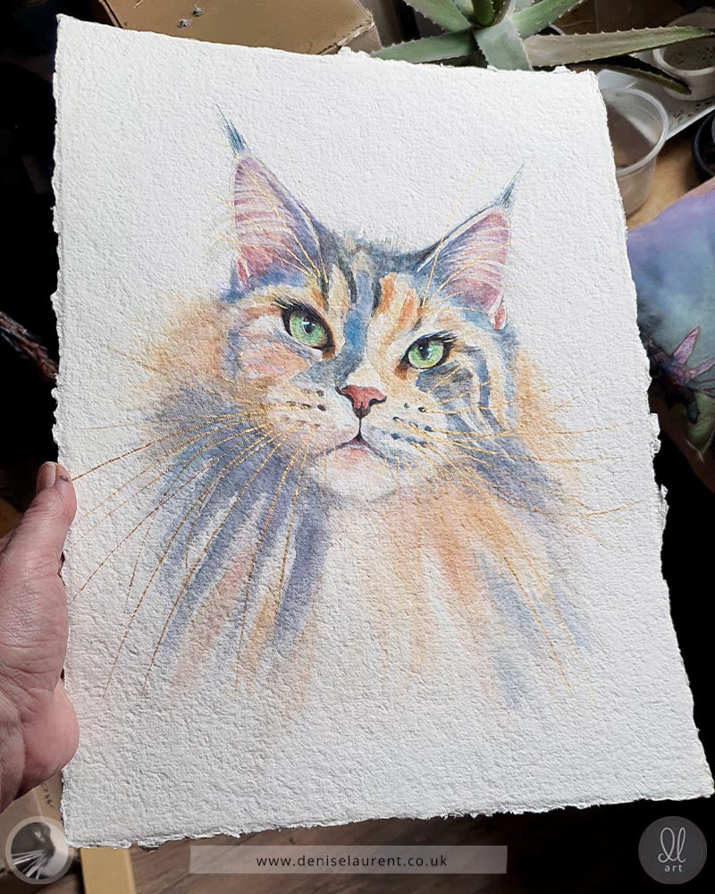 Billie Holiday - Maine Coon Cat Watercolour Painting