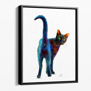 Black and Proud – a framed black cat canvas print by Denise Laurent of The Painted Cat