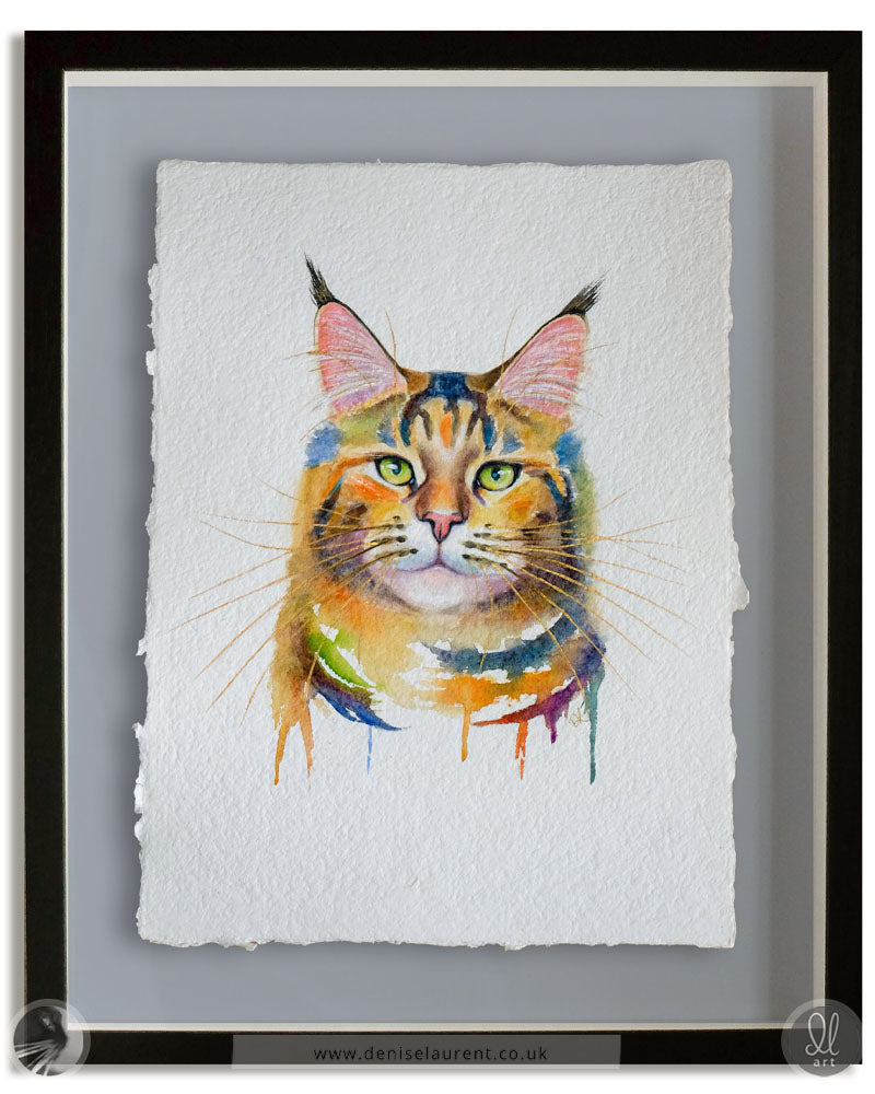 Phoenix - Maine Coon Cat Watercolour