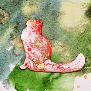 Longhaired Cat Brooch - Pink Poppy