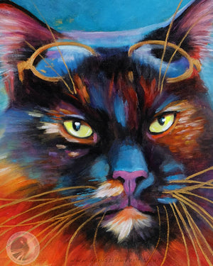 Amelia Purrheart - 10x8" Tortie Cat Oil Painting