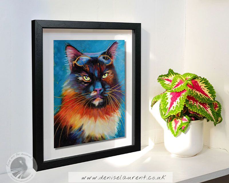 Amelia Purrheart - 10x8" Tortie Cat Oil Painting