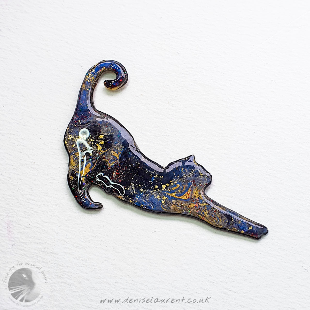 Stretching Cat Brooch No 6