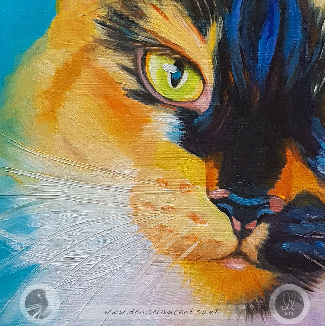 Tori - 8x8" Calico Cat Painting