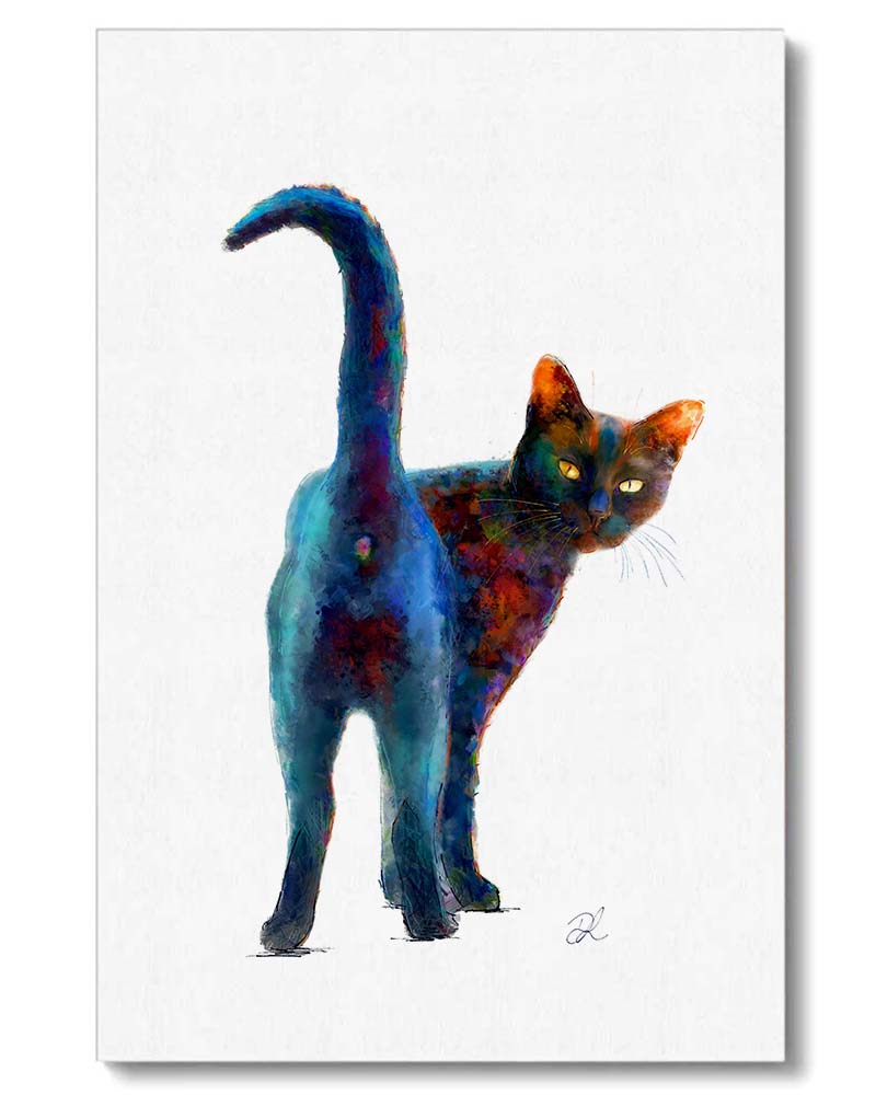 standing black cat