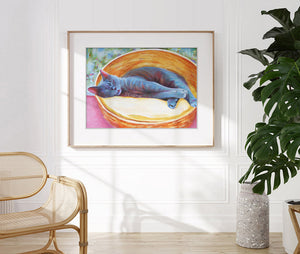 Fast Asleep -  Blue Cat Fine Art Print