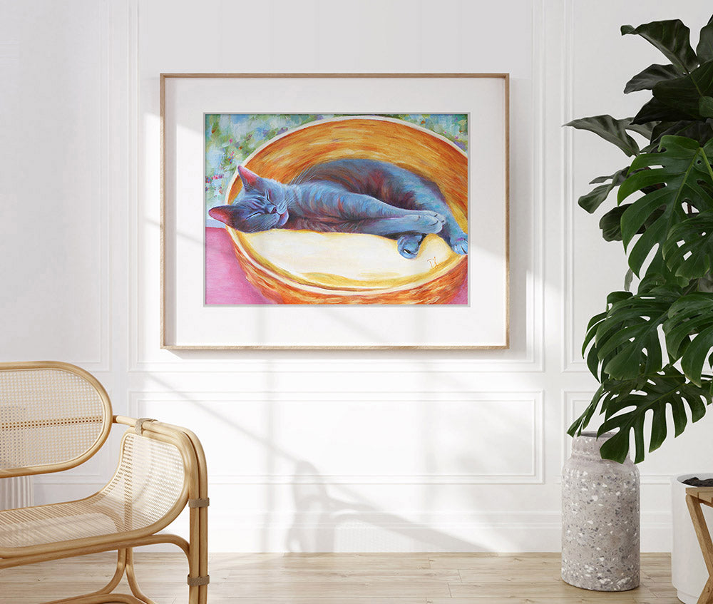 Fast Asleep -  Blue Cat Fine Art Print