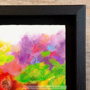 Flower Cat 2 8"x8" Framed Oil Painting