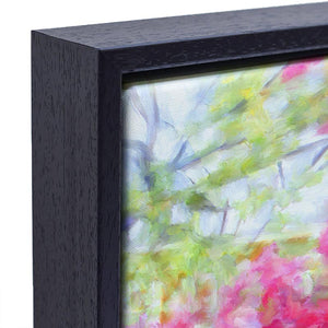 Close-up view of the wood frame for In The Pink - Siamese Cat Framed Canvas Print.