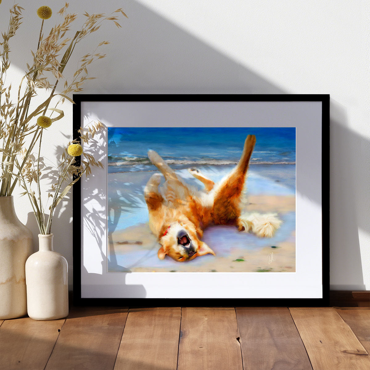 Life's A Beach - Golden Retriever Dog Art Print