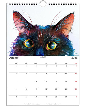 2026 Painted Cat Wall Art Calendar