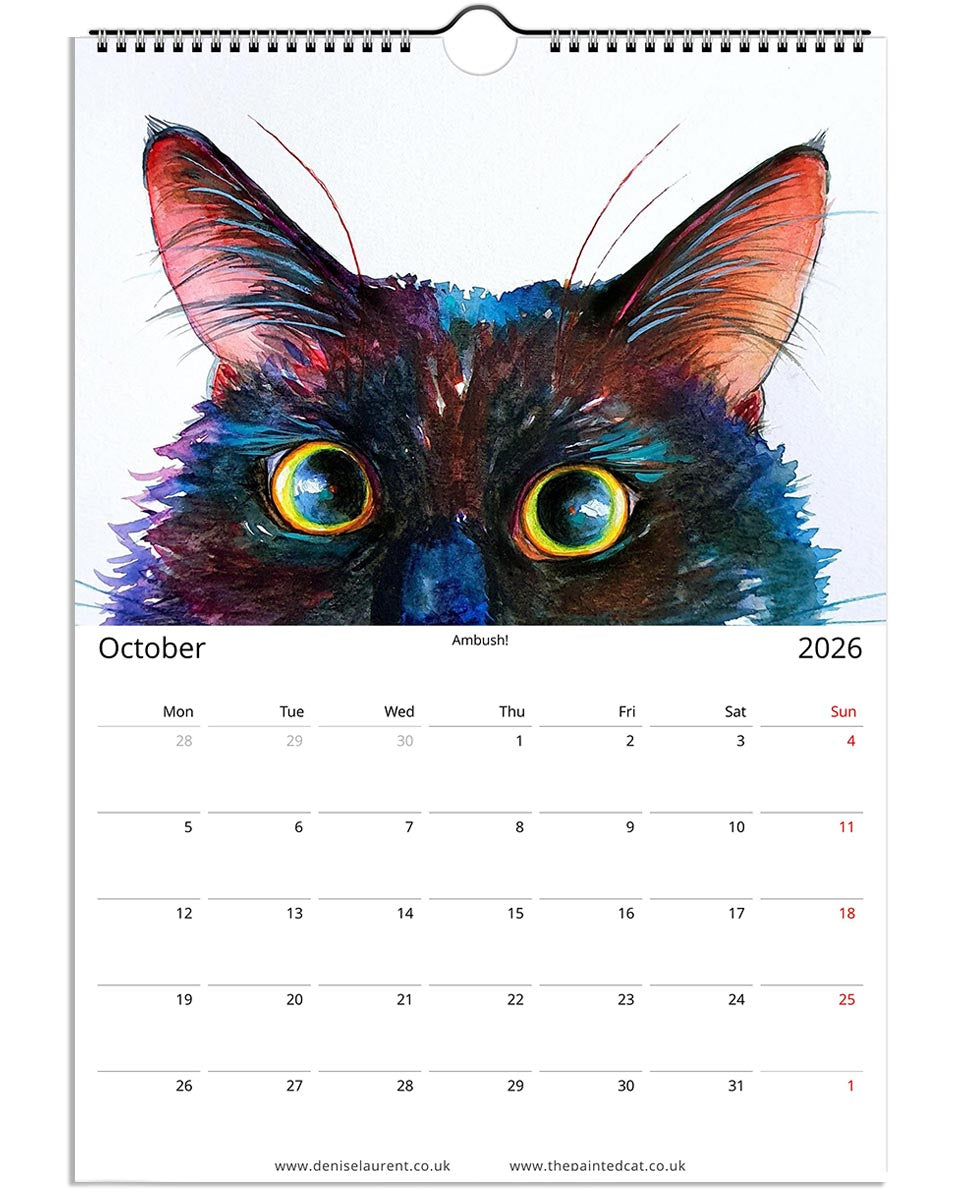 2026 Painted Cat Wall Art Calendar
