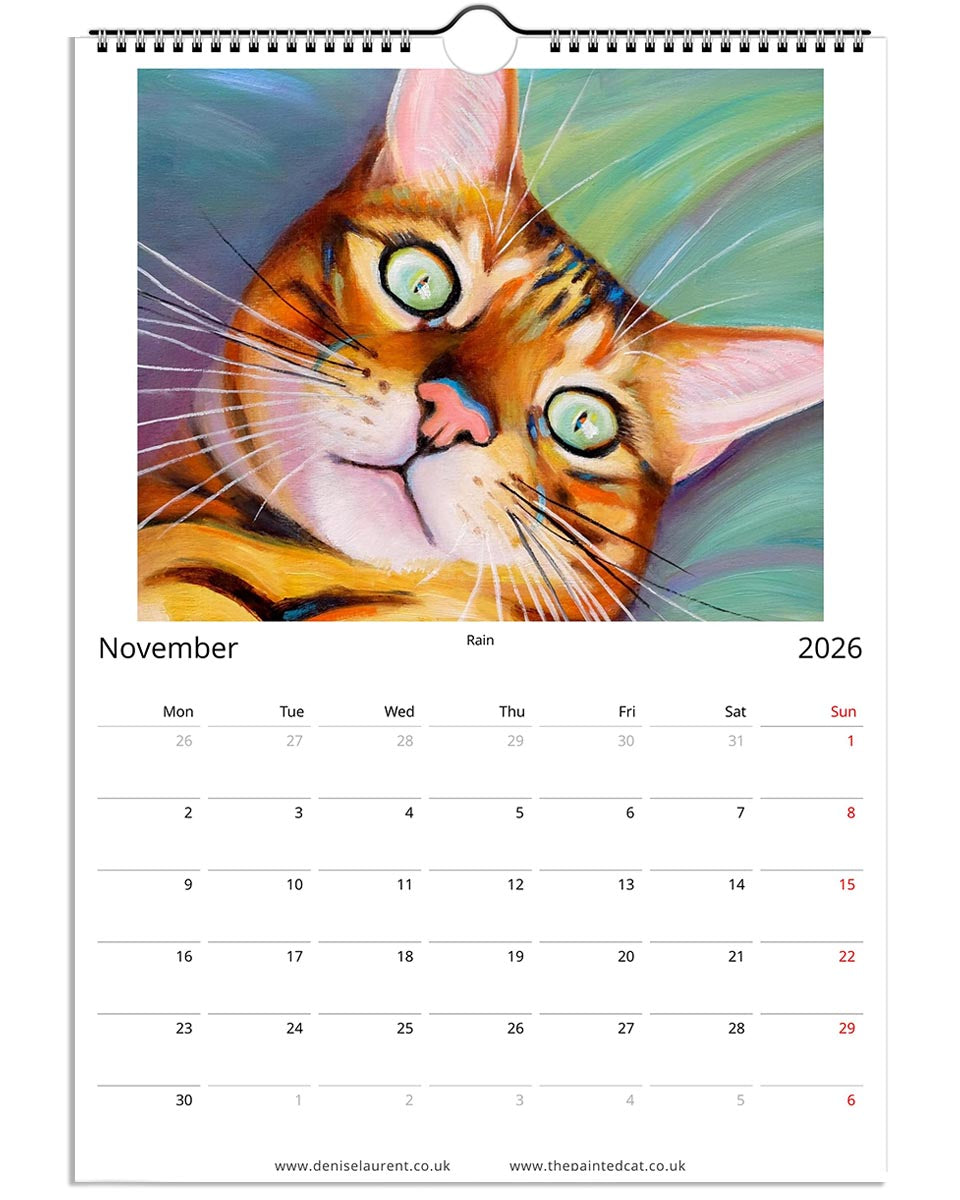 2026 Painted Cat Wall Art Calendar