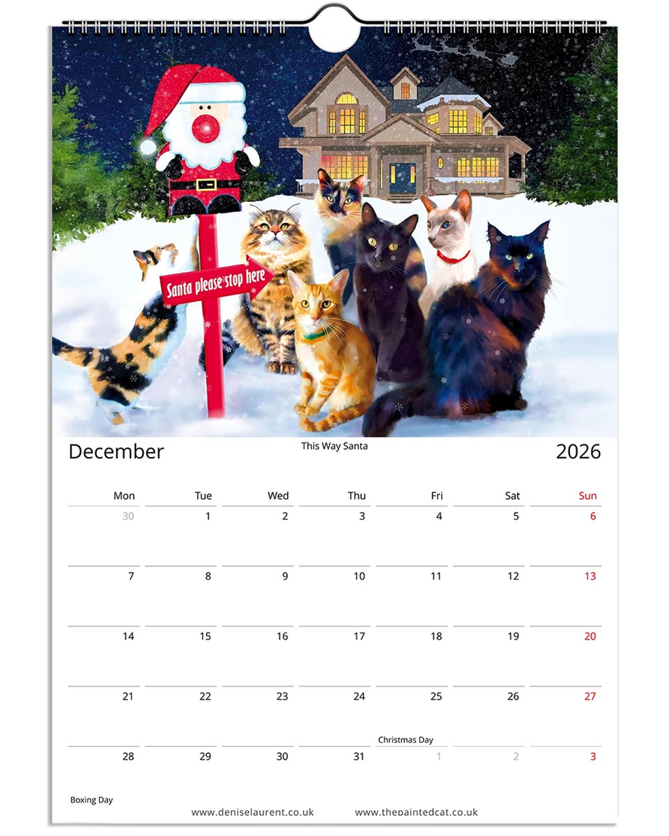 2026 Painted Cat Wall Art Calendar