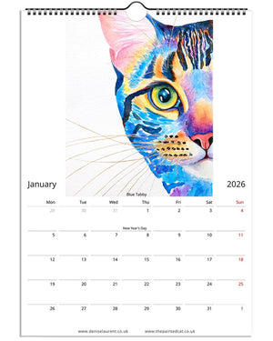 2026 Painted Cat Wall Art Calendar