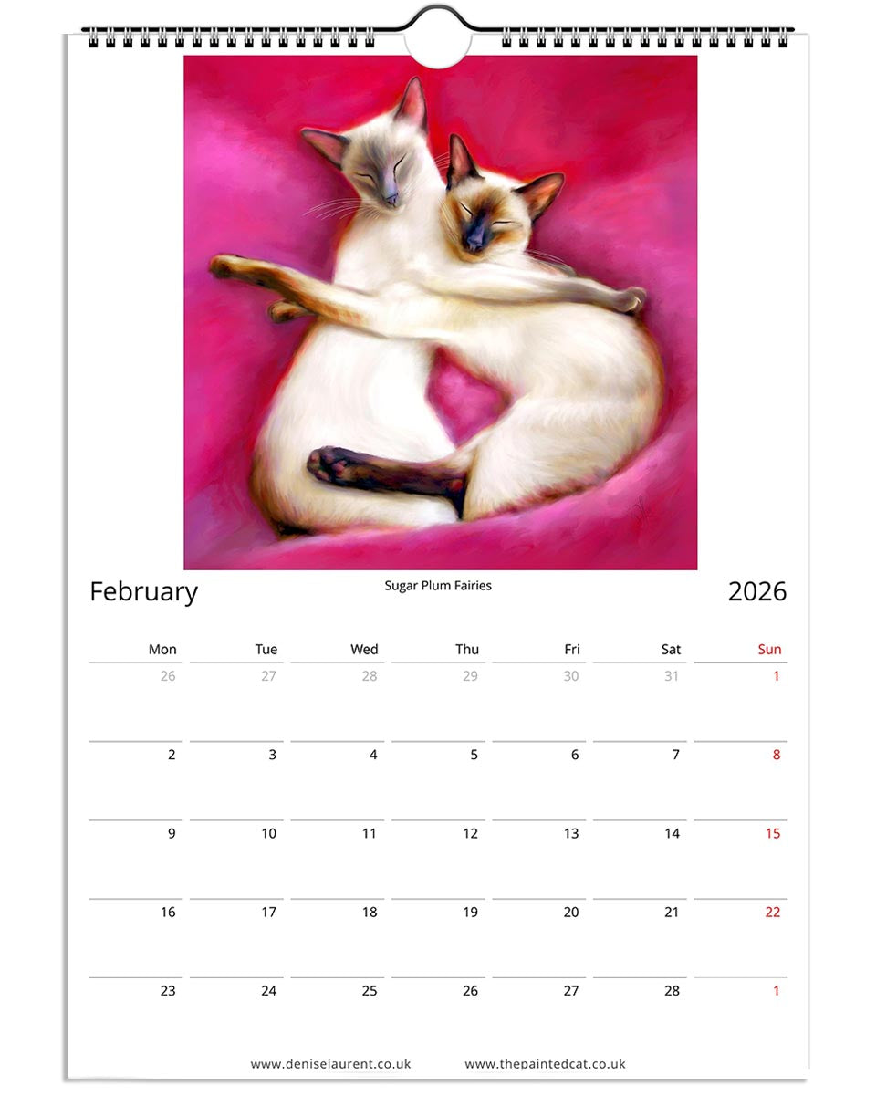 2026 Painted Cat Wall Art Calendar