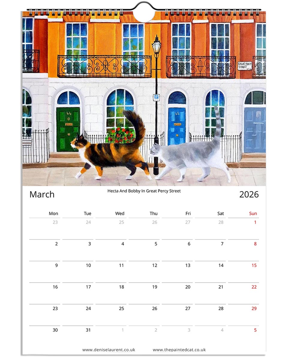 2026 Painted Cat Wall Art Calendar