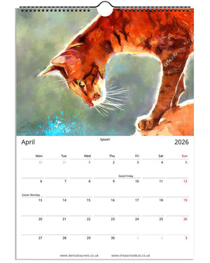 2026 Painted Cat Wall Art Calendar
