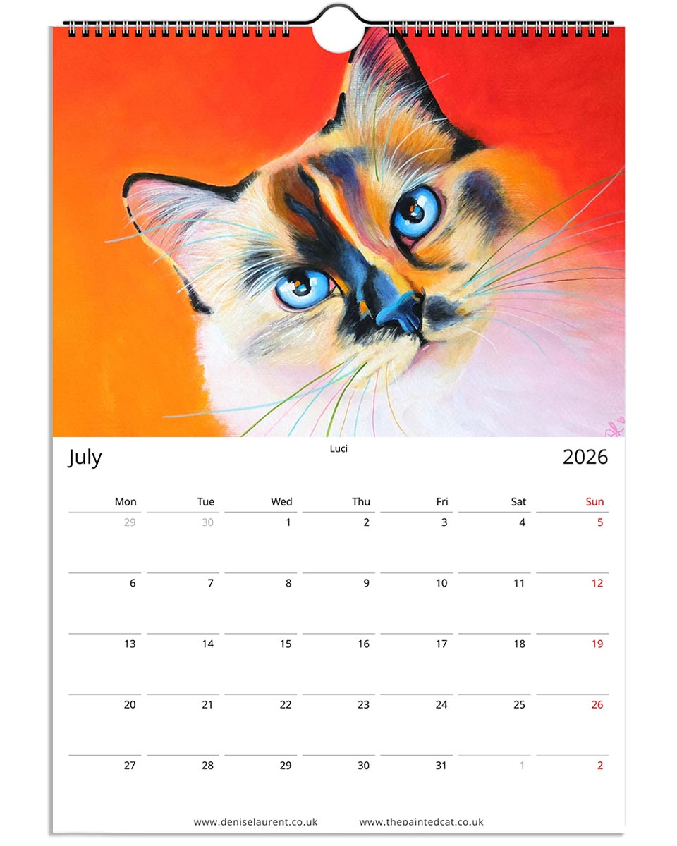 2026 Painted Cat Wall Art Calendar