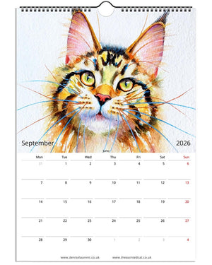 2026 Painted Cat Wall Art Calendar