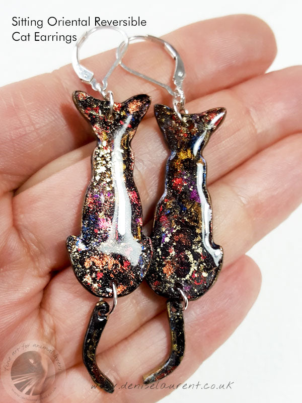 Commission Reversible Siamese Cat Earrings