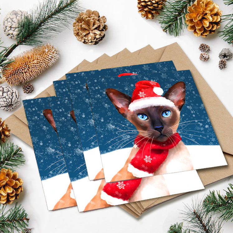 Let It Snow - Siamese Cat Christmas Card