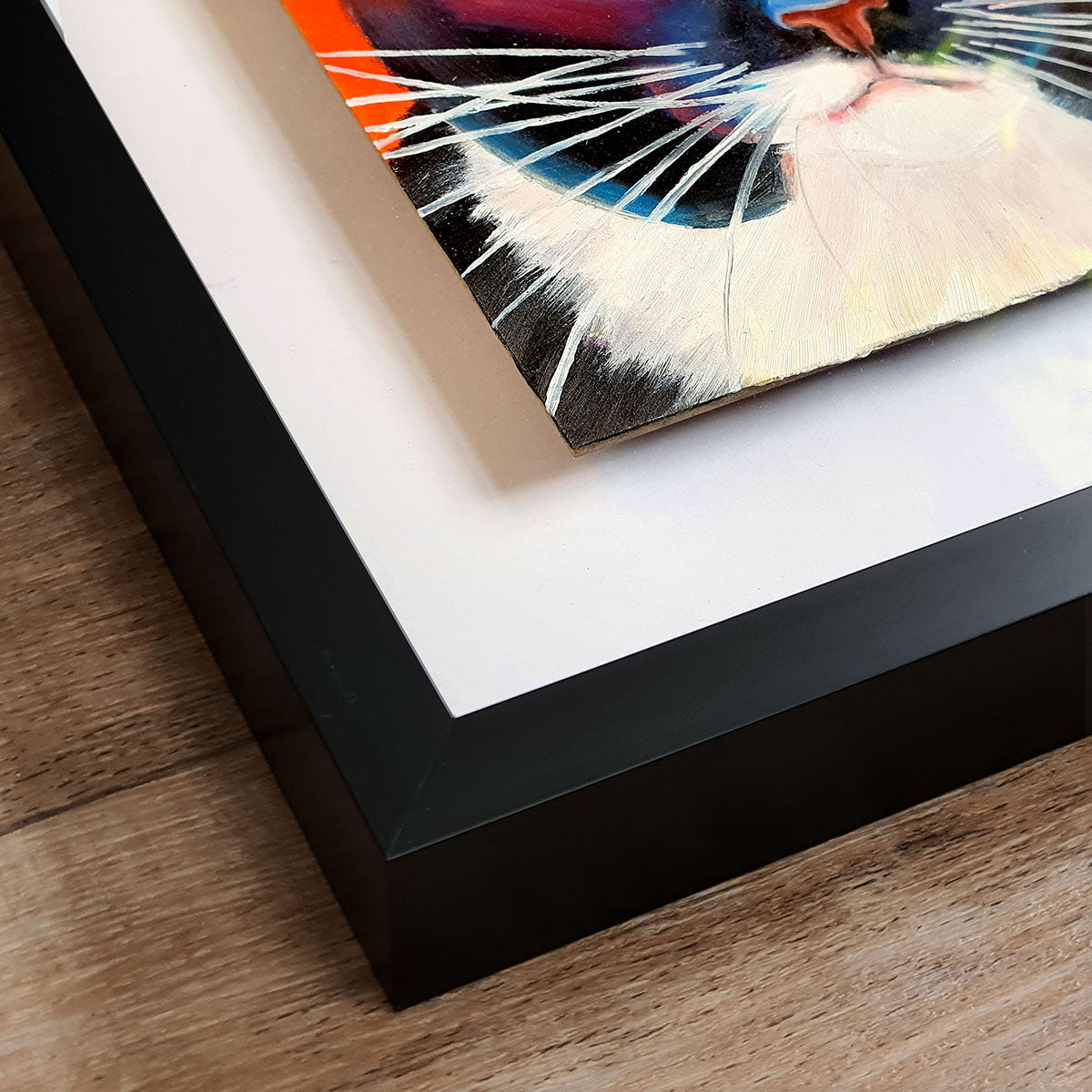 Tuxedo Cat 6x6" Framed Oil Painting