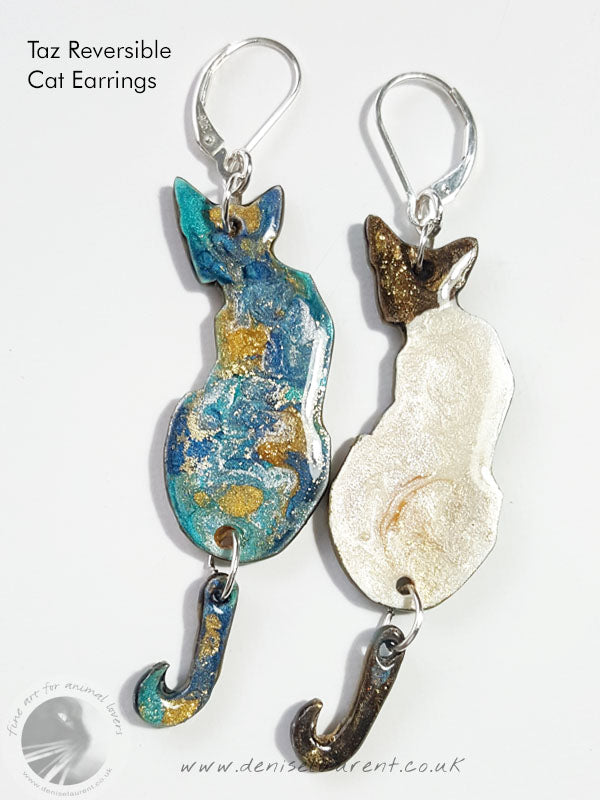 Commission Reversible Siamese Cat Earrings