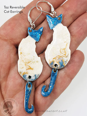 Commission Reversible Siamese Cat Earrings