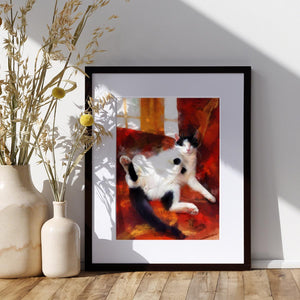 The Reclining Muse - Black & White Cat Print