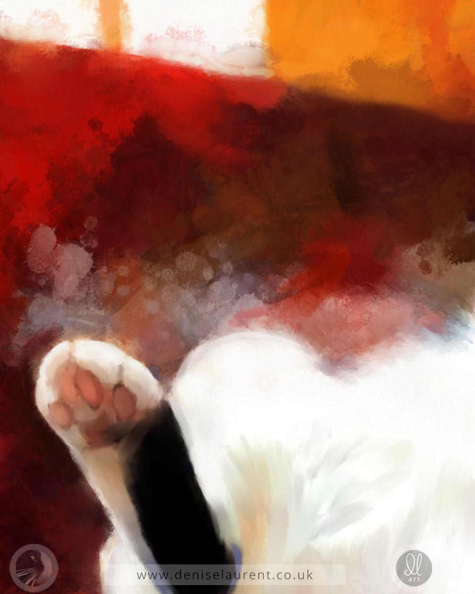 The Reclining Muse - Black & White Cat Print