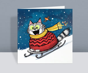 Sleigh Ride - Cat Christmas Card
