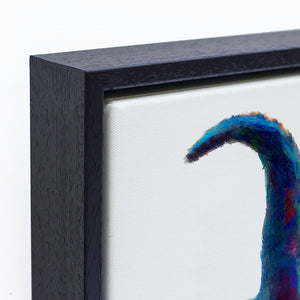 Framed black cat wall art in solid wood floater frame