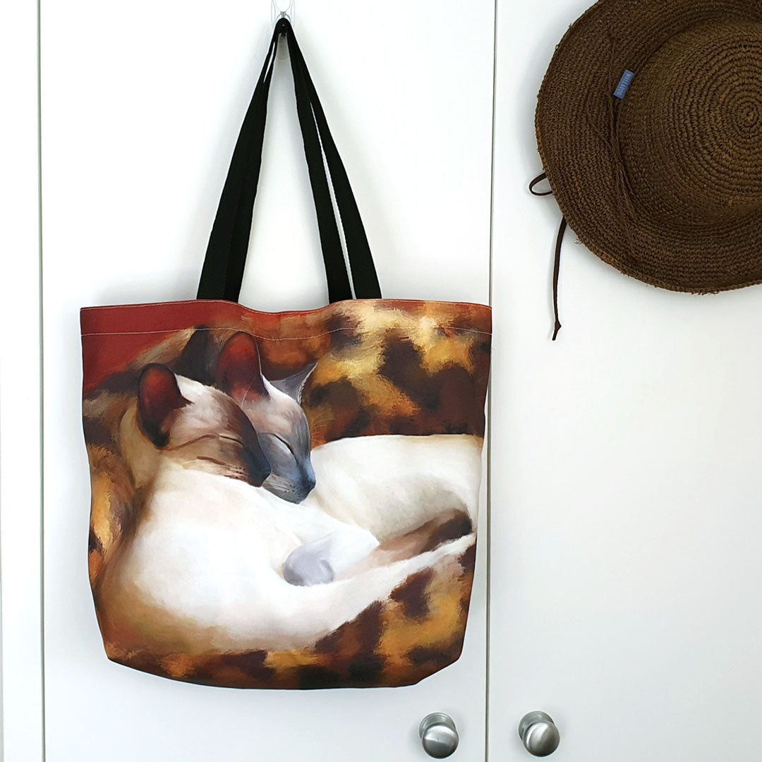 Sleeping Siamese Canvas Tote Bag