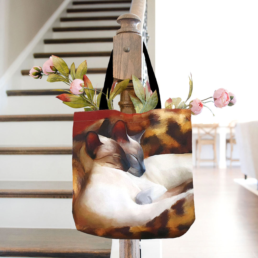 Sleeping Siamese Canvas Tote Bag