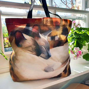 Sleeping Siamese Canvas Tote Bag