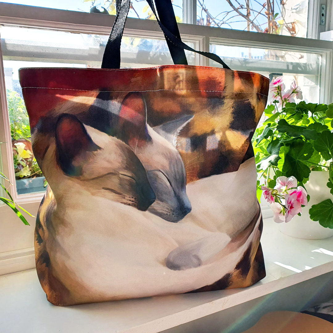 Sleeping Siamese Canvas Tote Bag