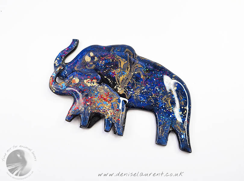 Elephant Mother And Child Brooch