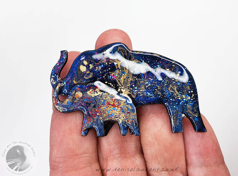 Elephant Mother And Child Brooch