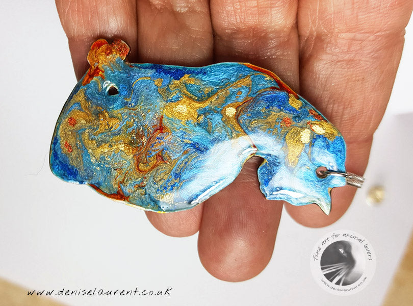 Elli Cat Necklace - Double Sided Blue Orange and Gold