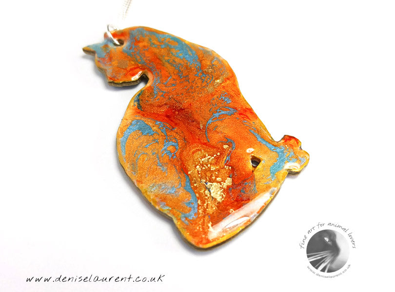 Elli Cat Necklace - Double Sided Blue Orange and Gold