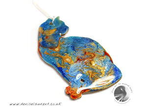 Elli Cat Necklace - Double Sided Blue Orange and Gold