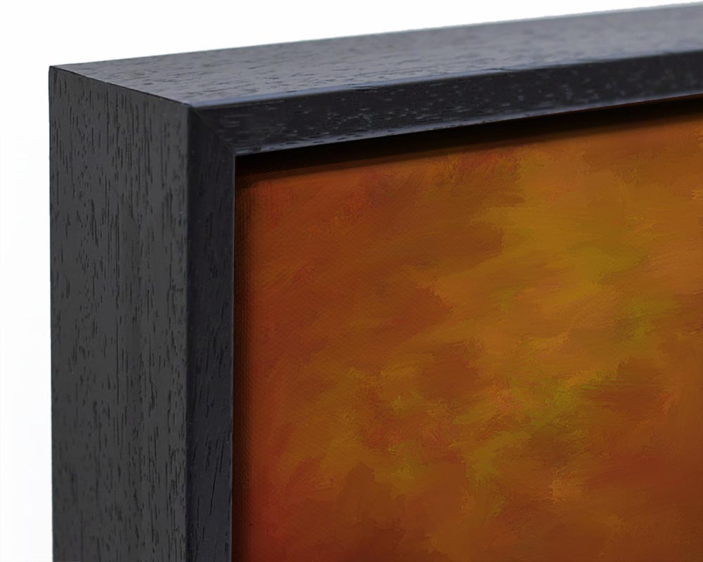 Close-up view of the edges of a Father and Daughter and the wood frame.