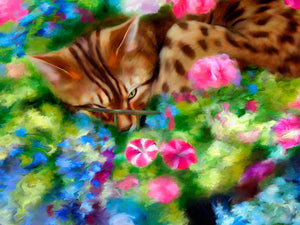 Hanging Basket - Bengal Cat Art Print
