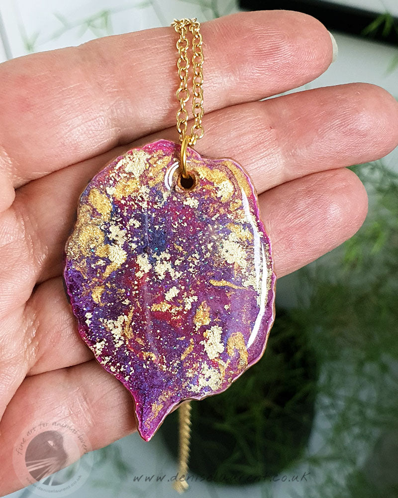 Hazel Leaf Necklace - Purple/Blue