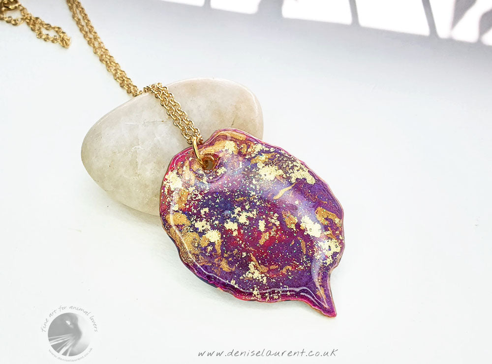 Hazel Leaf Necklace - Purple/Blue