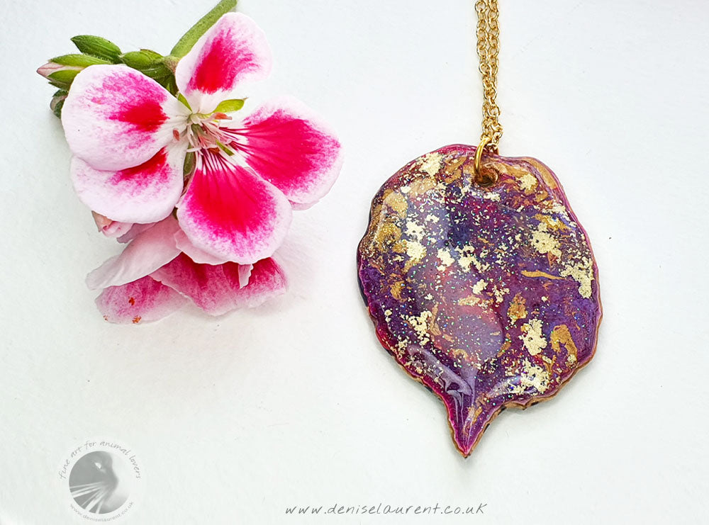 Hazel Leaf Necklace - Purple/Blue
