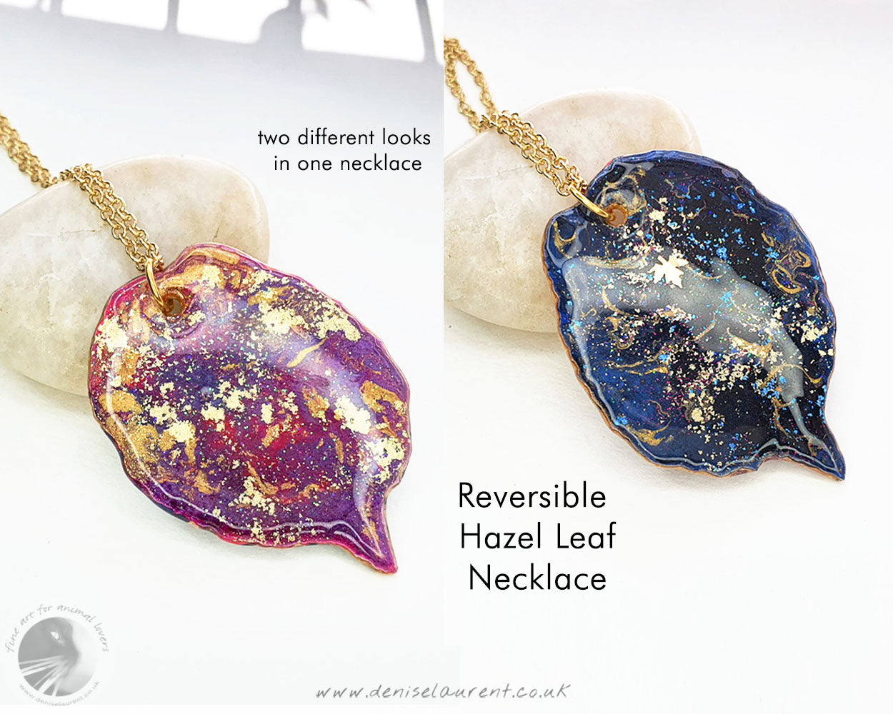 Hazel Leaf Necklace - Purple/Blue