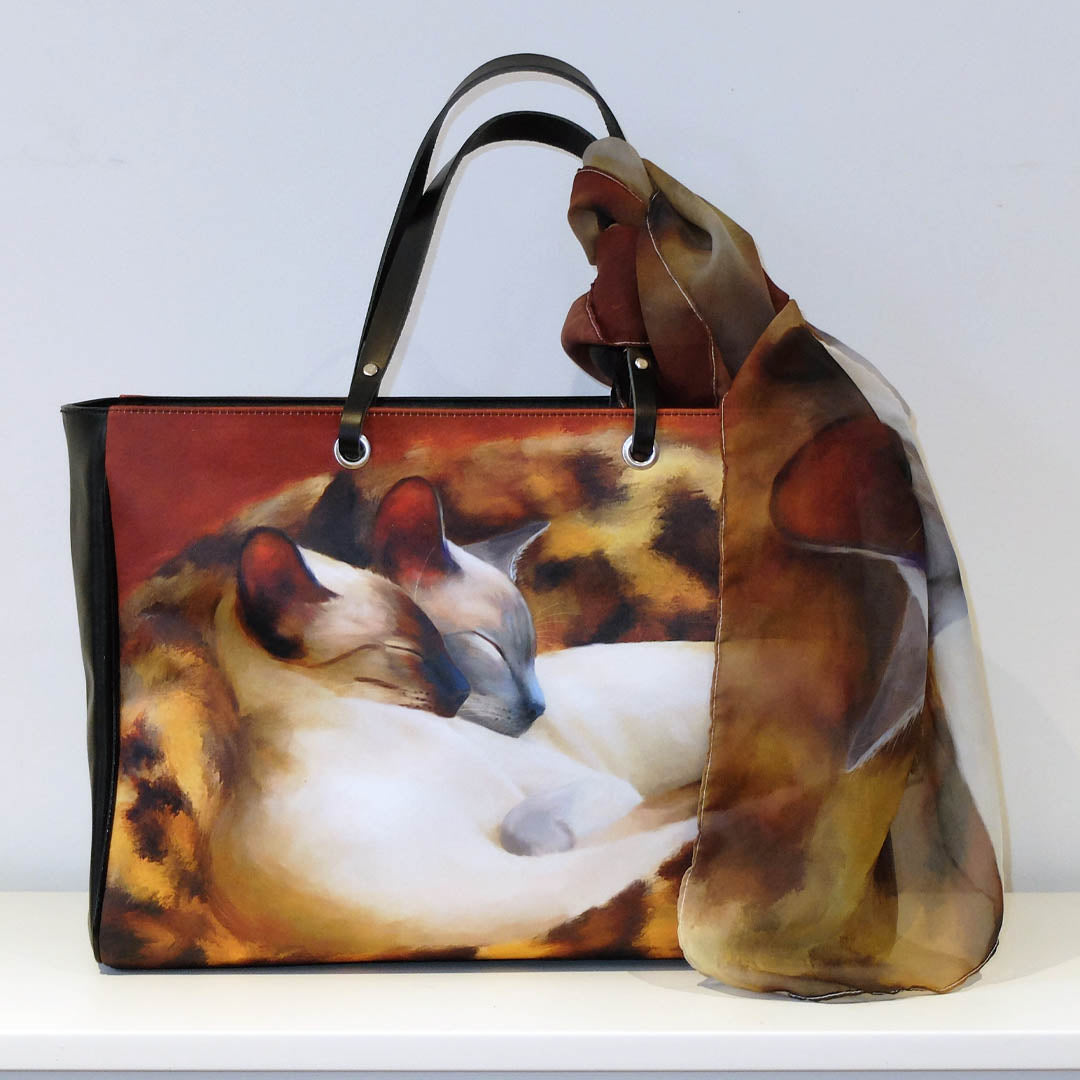 The Sleeping Siamese Italian Handbag